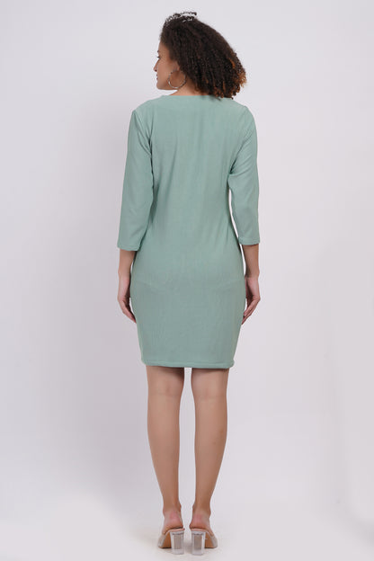 V Neck A line Dress Dusty Green