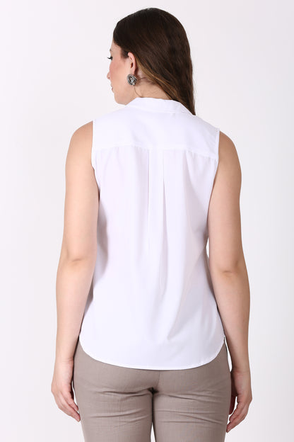 White Sleeveless casual Top