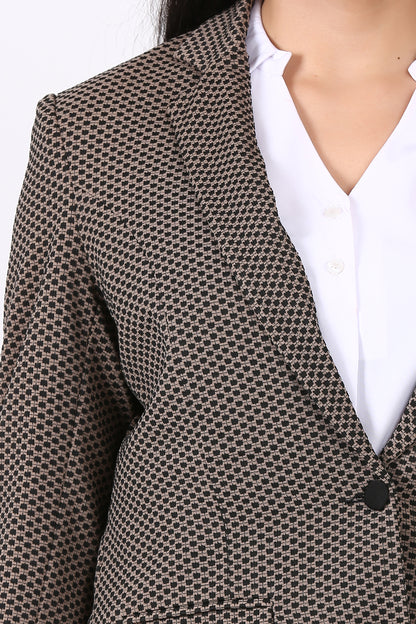 Notch collar Pocket with Flap Knit Black/Beige Blazer