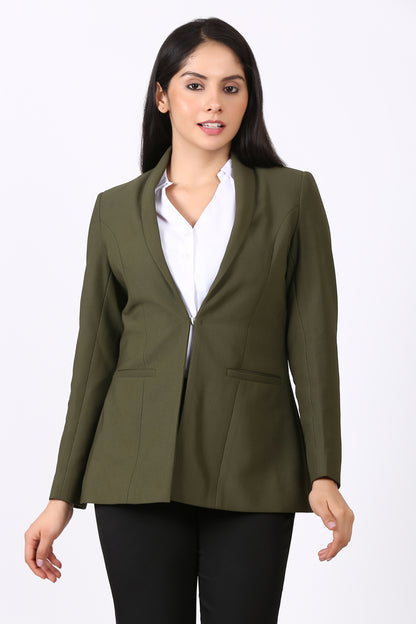 Shawl collar Open front Knit Blazer