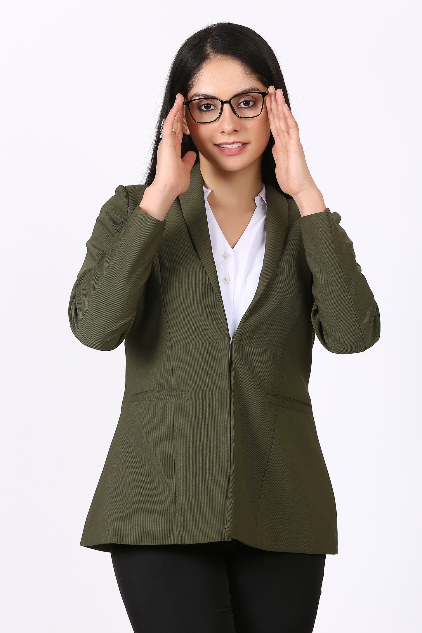 Shawl collar Open front Knit Blazer