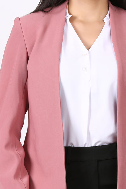 Lapel less Open front Knit Blazer