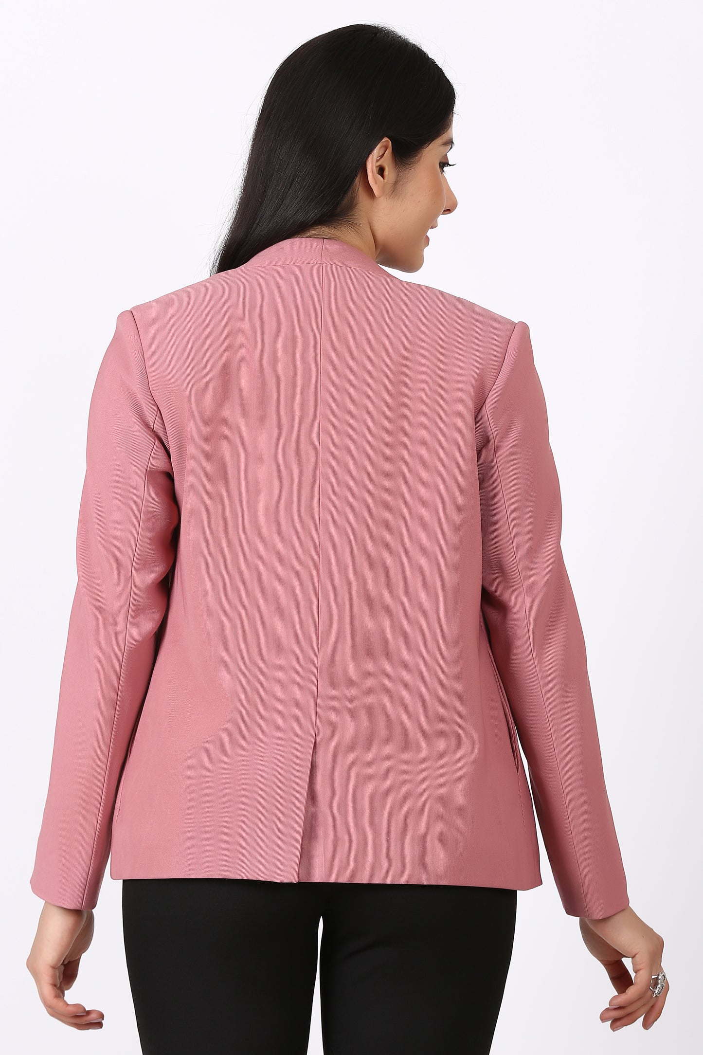 Lapel less Open front Knit Blazer