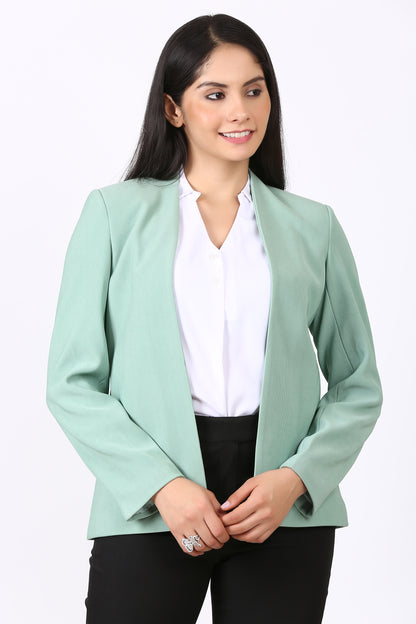 Lapel less Open front Knit Blazer