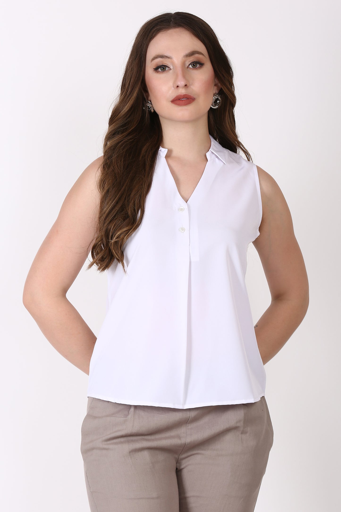 White Sleeveless casual Top