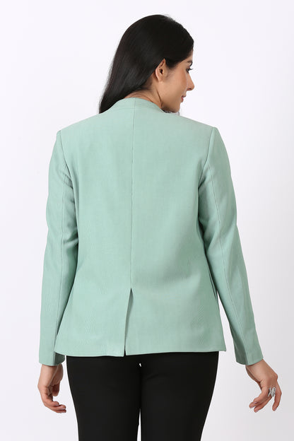 Lapel less Open front Knit Blazer