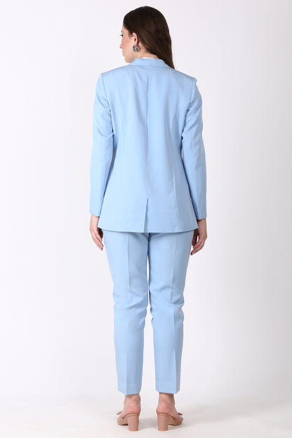 Notch collar Light Blue Pant suit