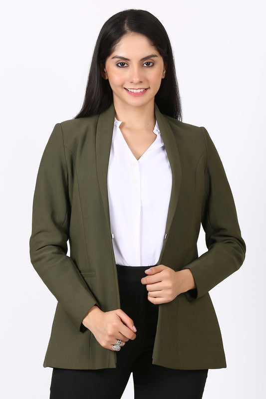 Shawl collar Open front Knit Blazer