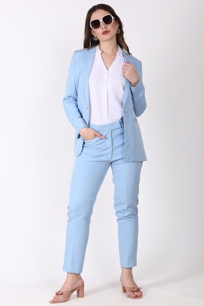 Notch collar Light Blue Pant suit