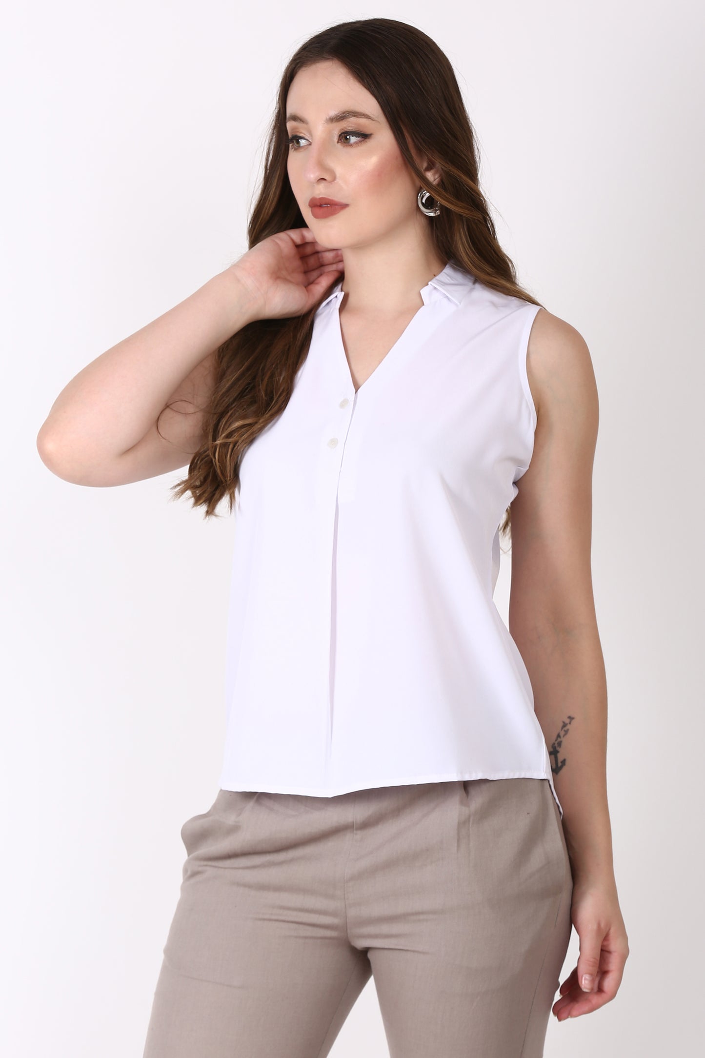 White Sleeveless casual Top