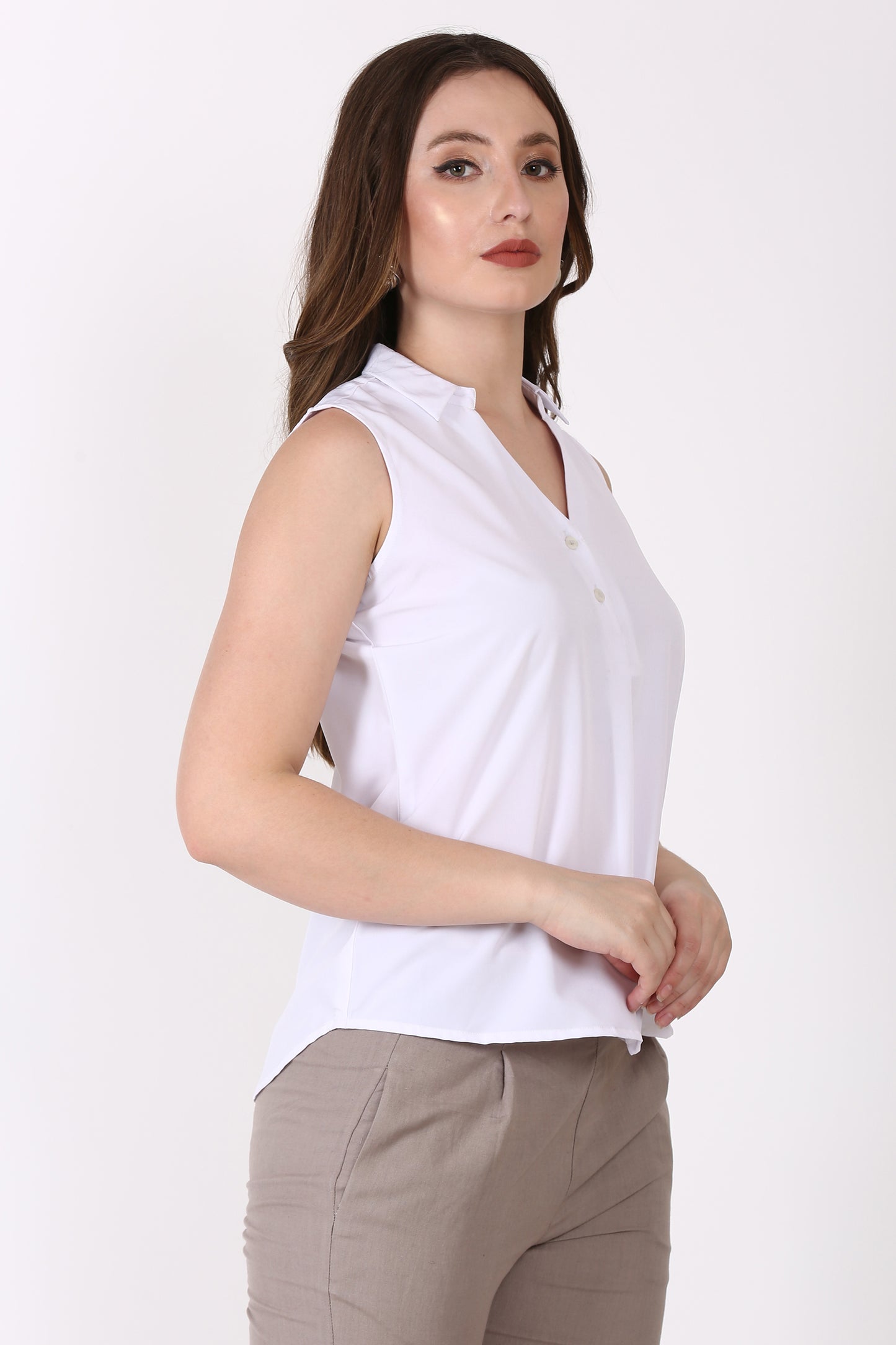 White Sleeveless casual Top