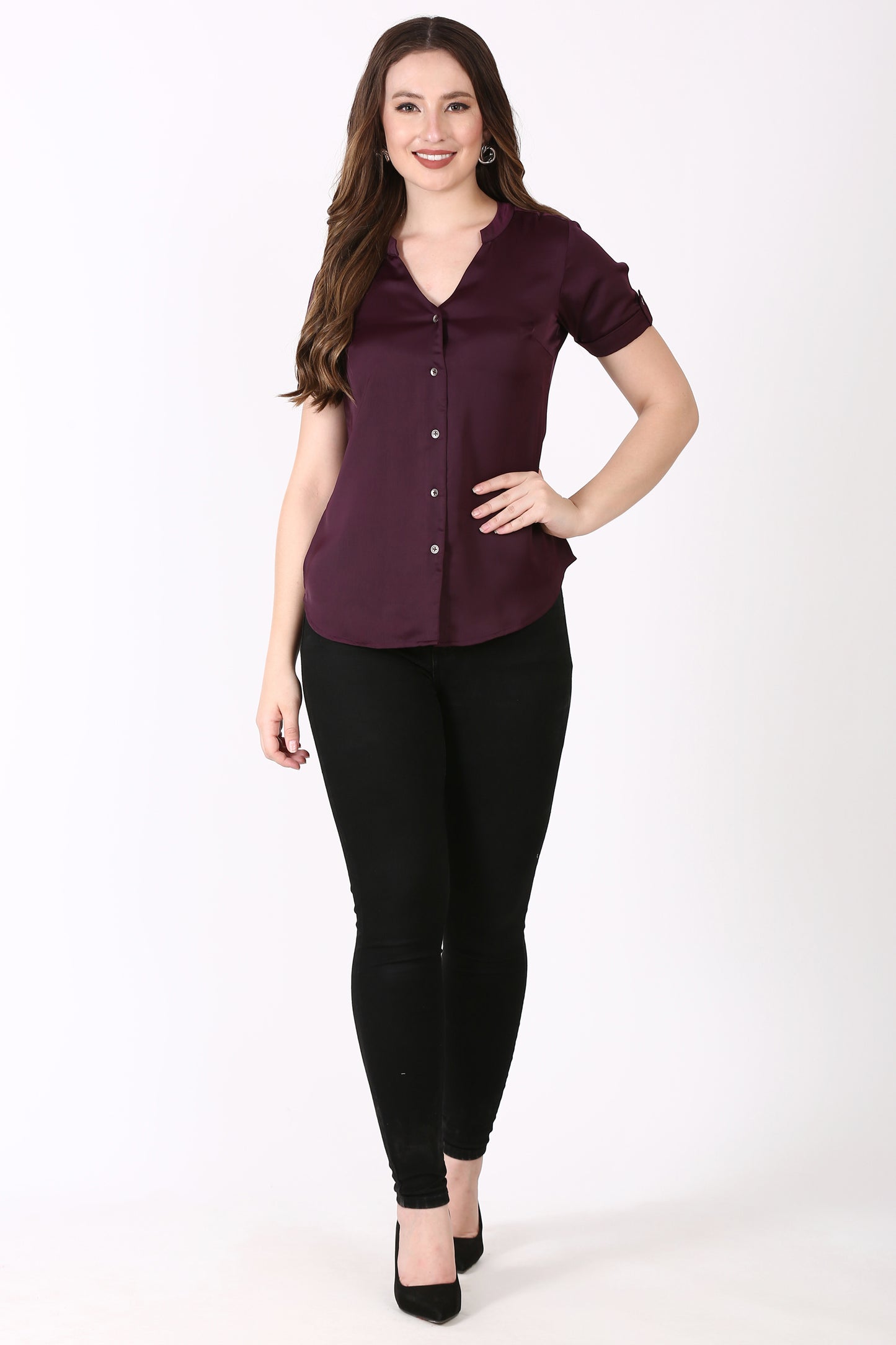 Short sleeve Maroon casual shirt