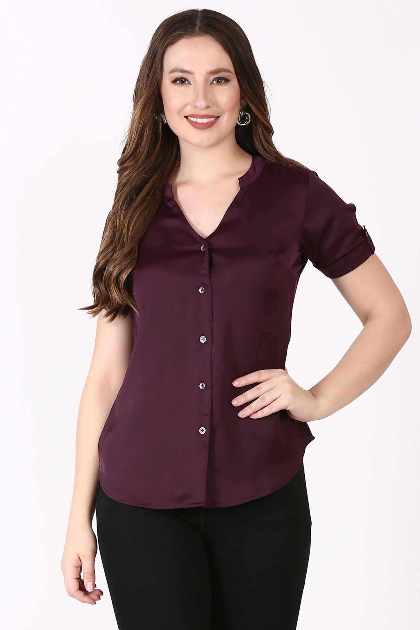 Short sleeve Maroon casual shirt