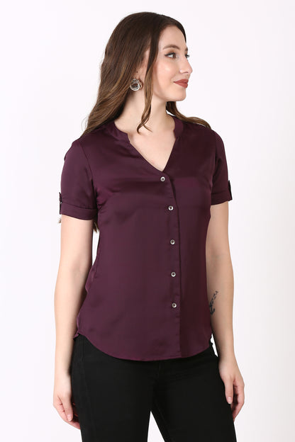 Short sleeve Maroon casual shirt