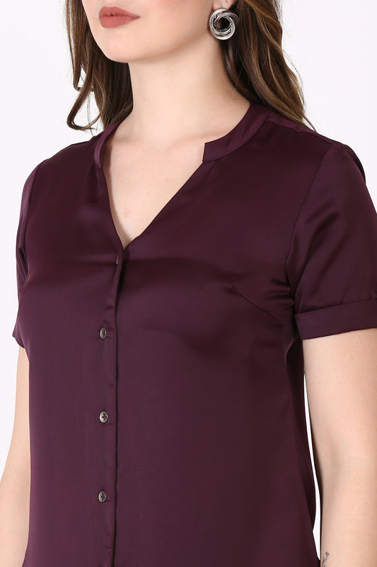 Short sleeve Maroon casual shirt