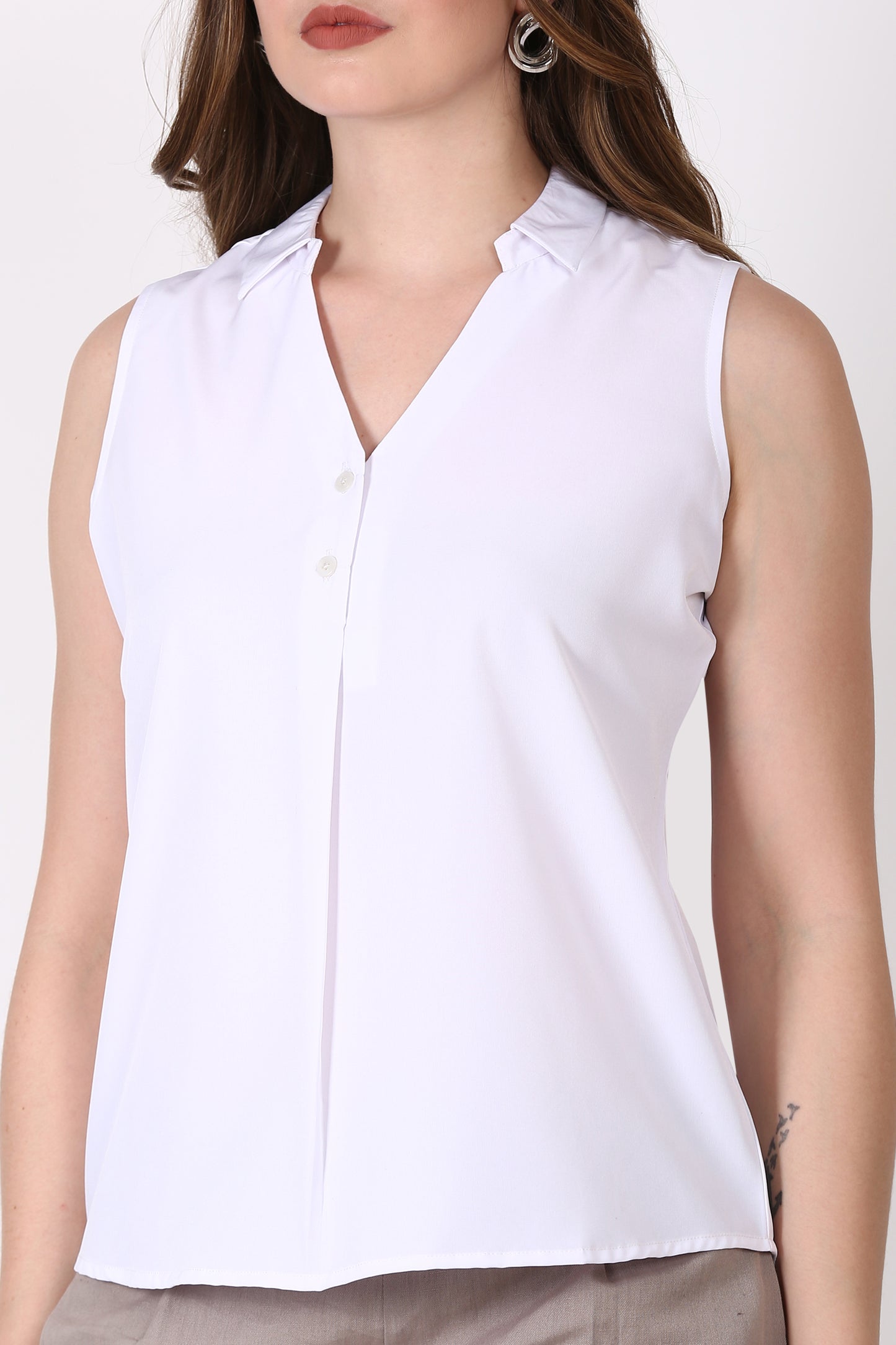 White Sleeveless casual Top