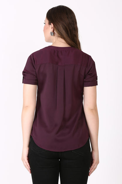 Short sleeve Maroon casual shirt