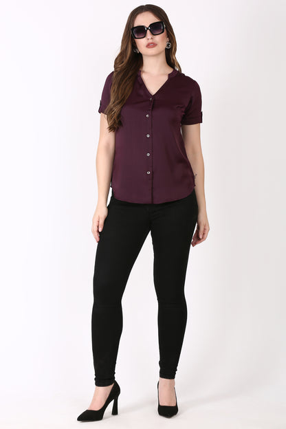 Short sleeve Maroon casual shirt