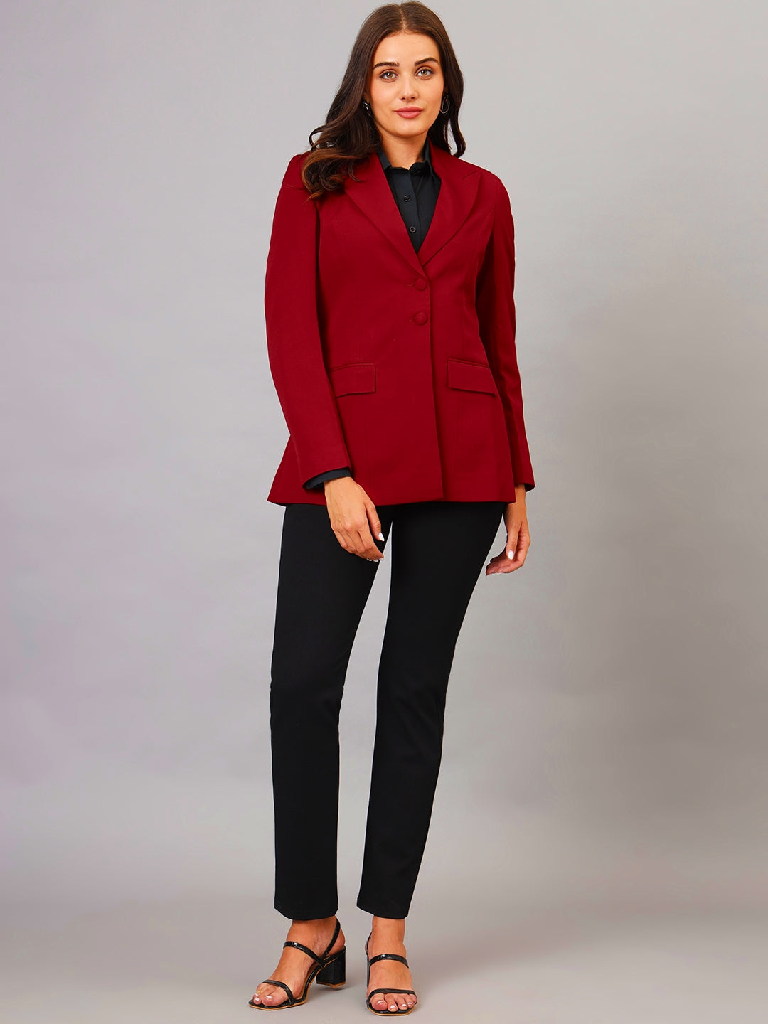 Peaked Lapel collar Red Blazer