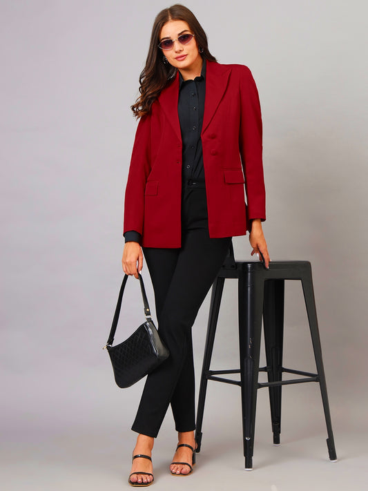 Peaked Lapel collar Red Blazer