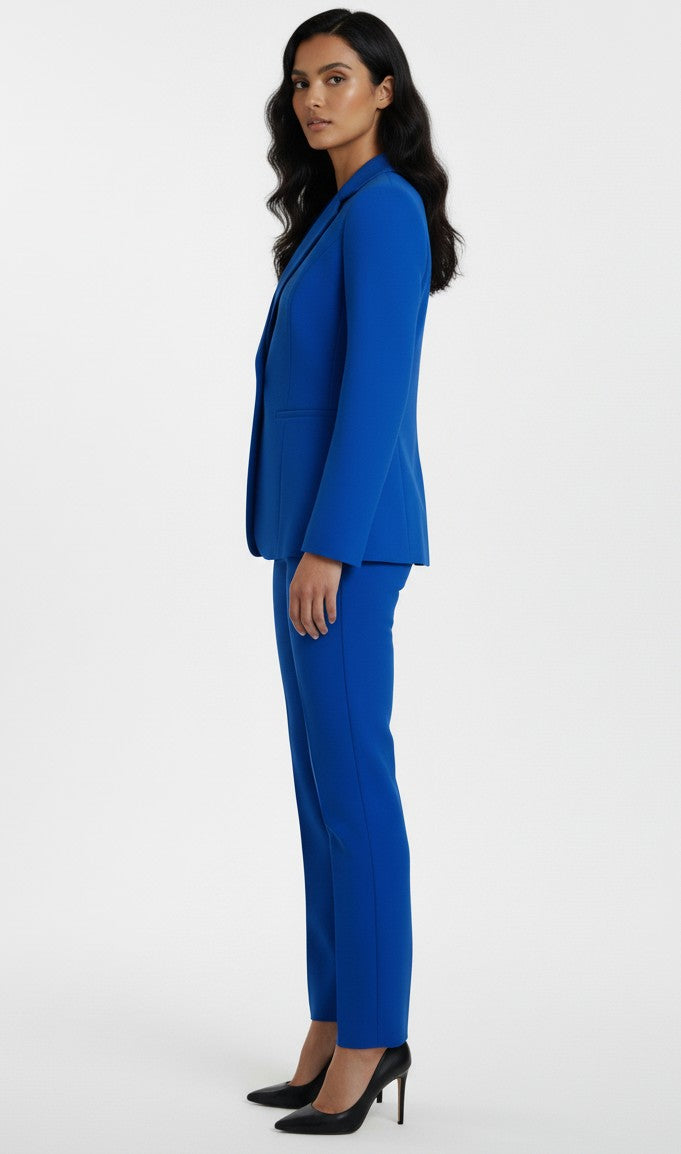 Women Notch collar Blazer Pant suit Set (Royal Blue)