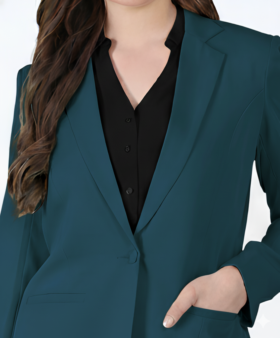 Women Notch collar Blazer Pant suit Set (Bottle Green)