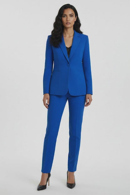 Women Notch collar Blazer Pant suit Set (Royal Blue)